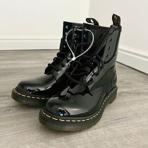Doc Dr. Martens Black Patent 1460 Lace-Up Boots, UK 5/US 7/EU 38 Women
